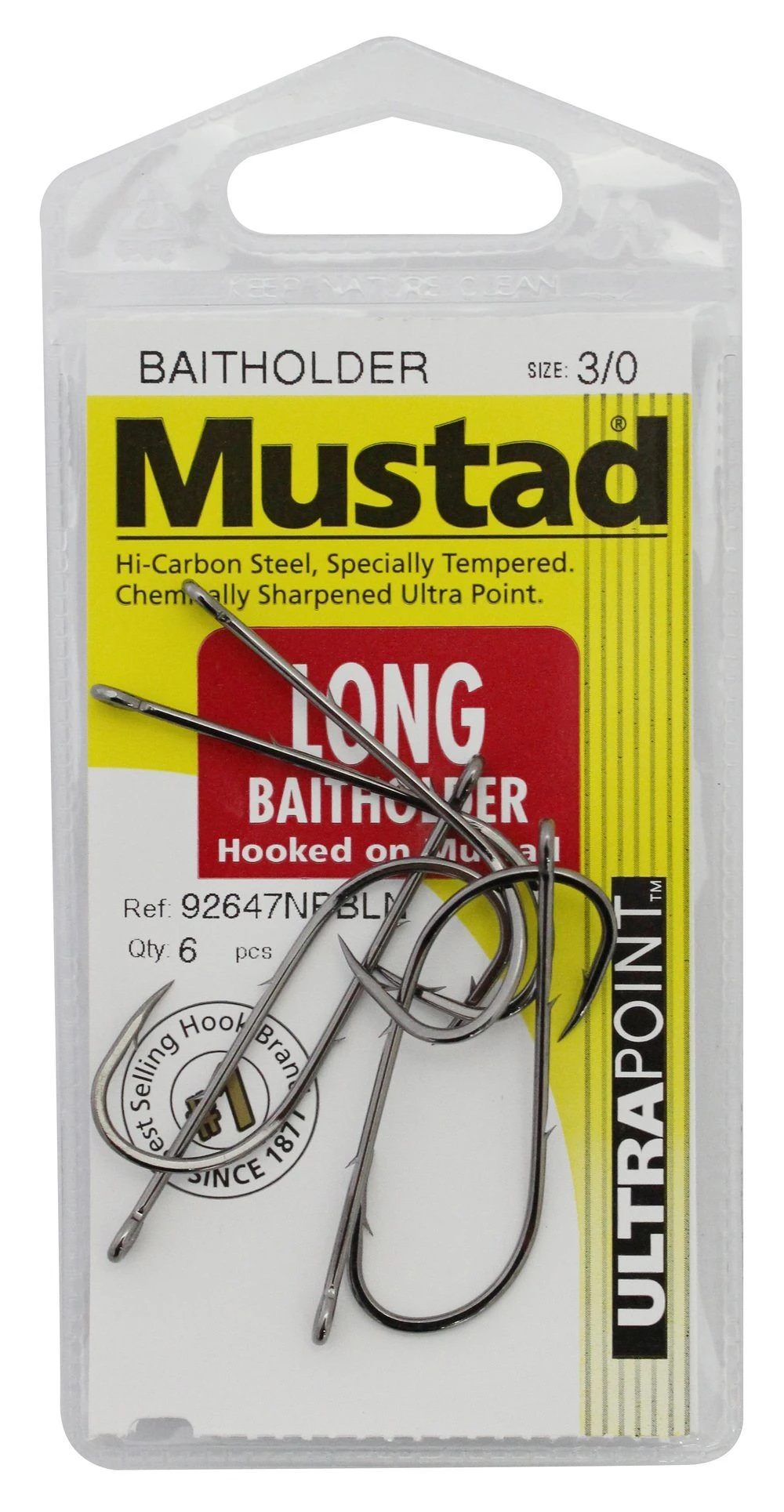 Mustad Long Shank Baitholder 92647NOBLN Pre Pack Hooks - Image 2